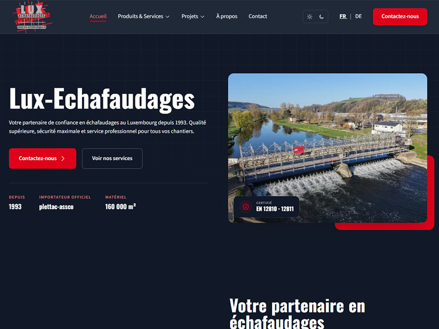 Aperçu du site Lux-Echafaudages
